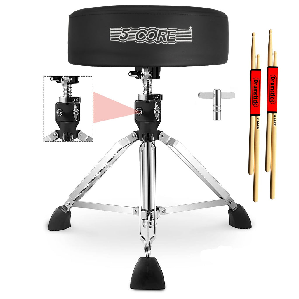 5 Core Drum Throne 4" Thick Padded Guitar Stool 400Lb Capacity Drummer Chair Swivel Adjustable