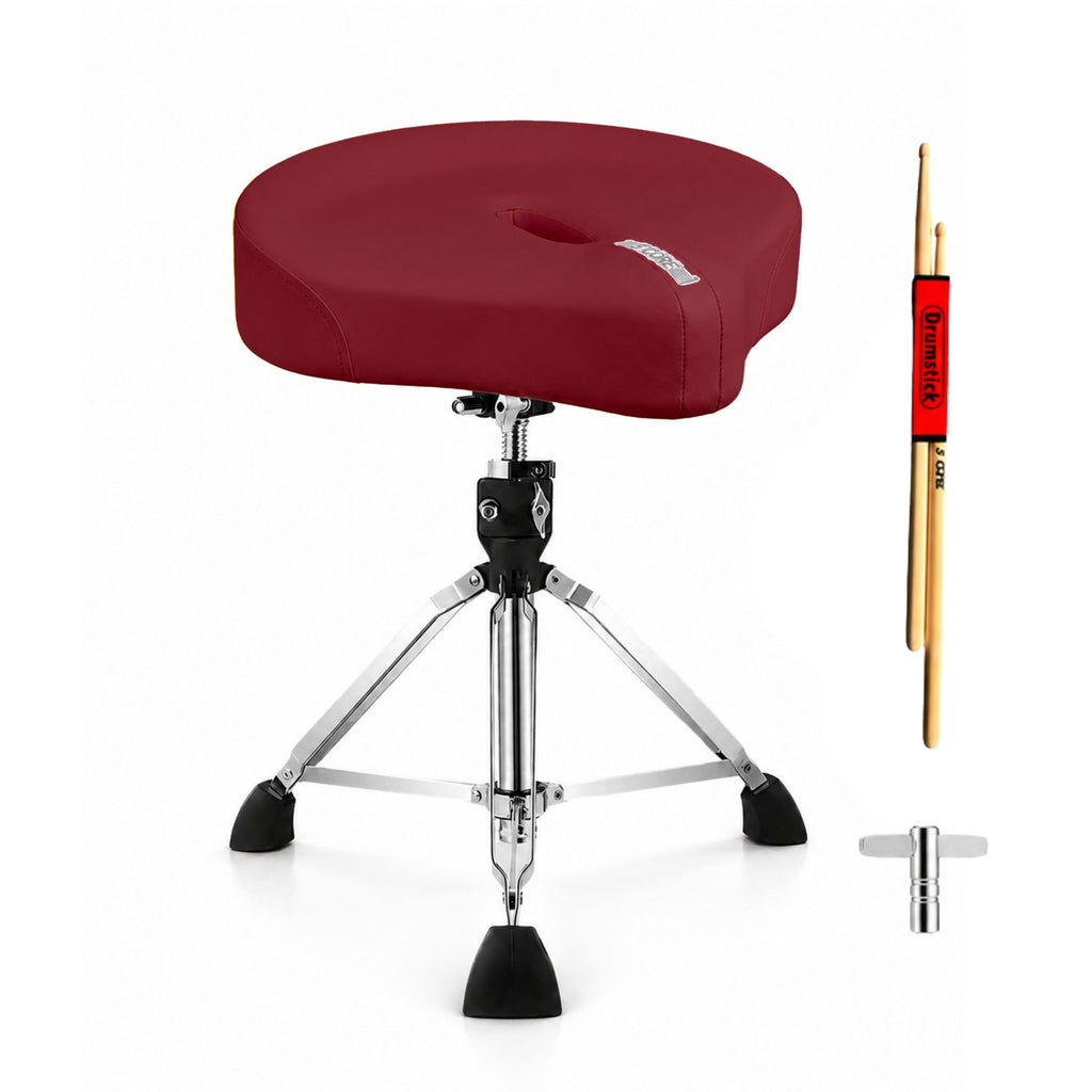 5 Core Drum Throne Padded 4" Ergonomic Drummer Stool Swivel Adjustable Black