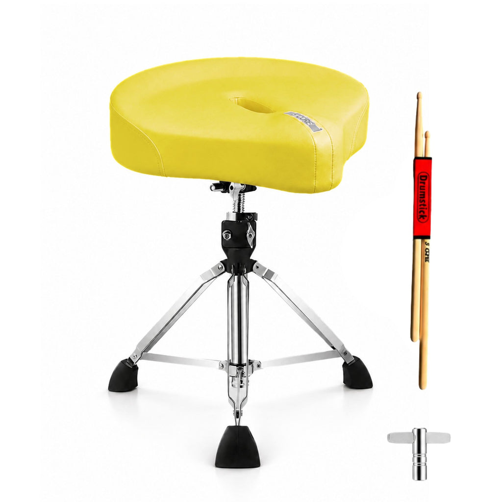 5 Core Drum Throne Padded 4" Ergonomic Drummer Stool Swivel Adjustable Black