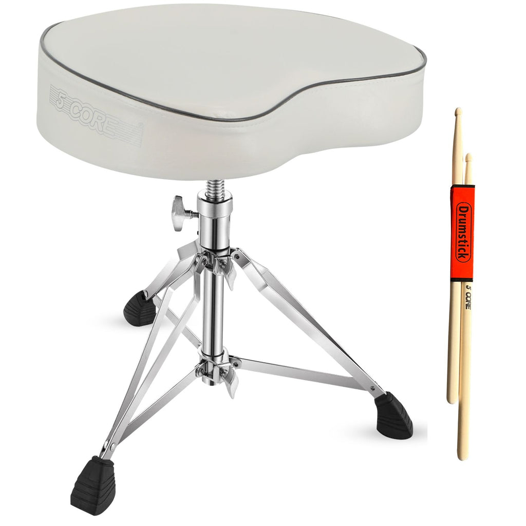 5 CORE Drum Throne Padded Guitar Stool Adjustable Heavy Duty Saddle Music Chair Seat Universal for Adults & Kids with Anti Slip Rubber Feet - DS CH BLK SDL HD