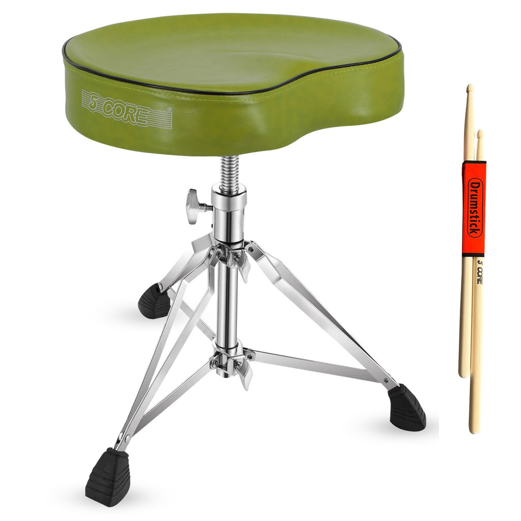 5 CORE Drum Throne Padded Guitar Stool Adjustable Heavy Duty Saddle Music Chair Seat Universal for Adults & Kids with Anti Slip Rubber Feet - DS CH BLK SDL HD