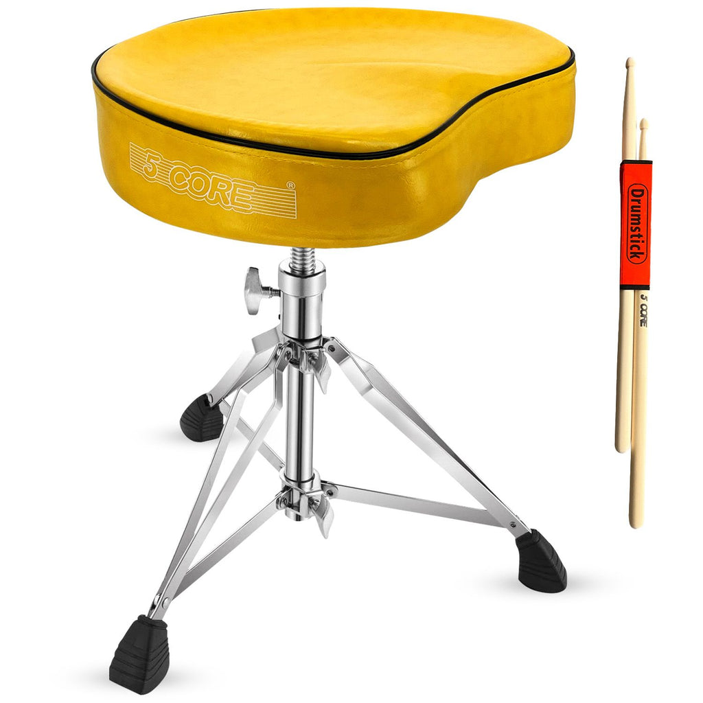 5 CORE Drum Throne Padded Guitar Stool Adjustable Heavy Duty Saddle Music Chair Seat Universal for Adults & Kids with Anti Slip Rubber Feet - DS CH BLK SDL HD