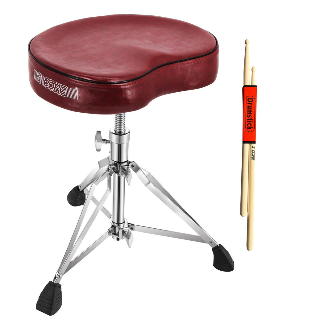 5 CORE Drum Throne Padded Guitar Stool Adjustable Heavy Duty Saddle Music Chair Seat Universal for Adults & Kids with Anti Slip Rubber Feet - DS CH BLK SDL HD