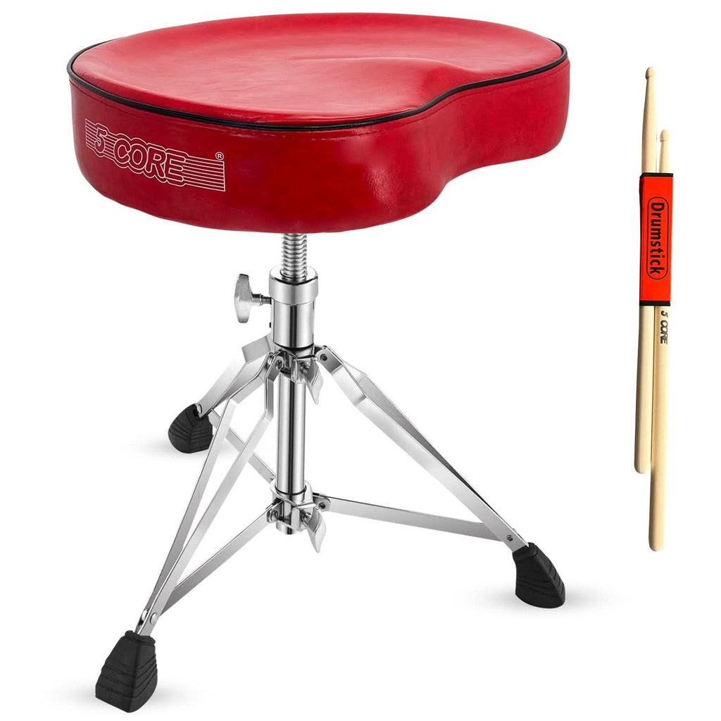 5 CORE Drum Throne Padded Guitar Stool Adjustable Heavy Duty Saddle Music Chair Seat Universal for Adults & Kids with Anti Slip Rubber Feet - DS CH BLK SDL HD