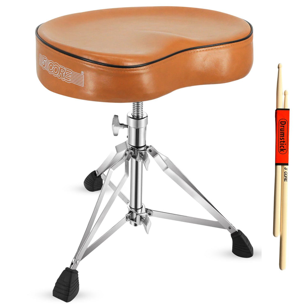 5 CORE Drum Throne Padded Guitar Stool Adjustable Heavy Duty Saddle Music Chair Seat Universal for Adults & Kids with Anti Slip Rubber Feet - DS CH BLK SDL HD