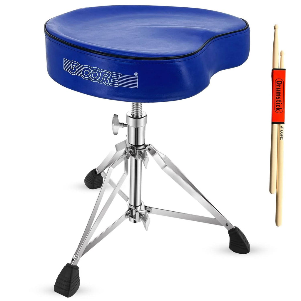 5 CORE Drum Throne Padded Guitar Stool Adjustable Heavy Duty Saddle Music Chair Seat Universal for Adults & Kids with Anti Slip Rubber Feet - DS CH BLK SDL HD