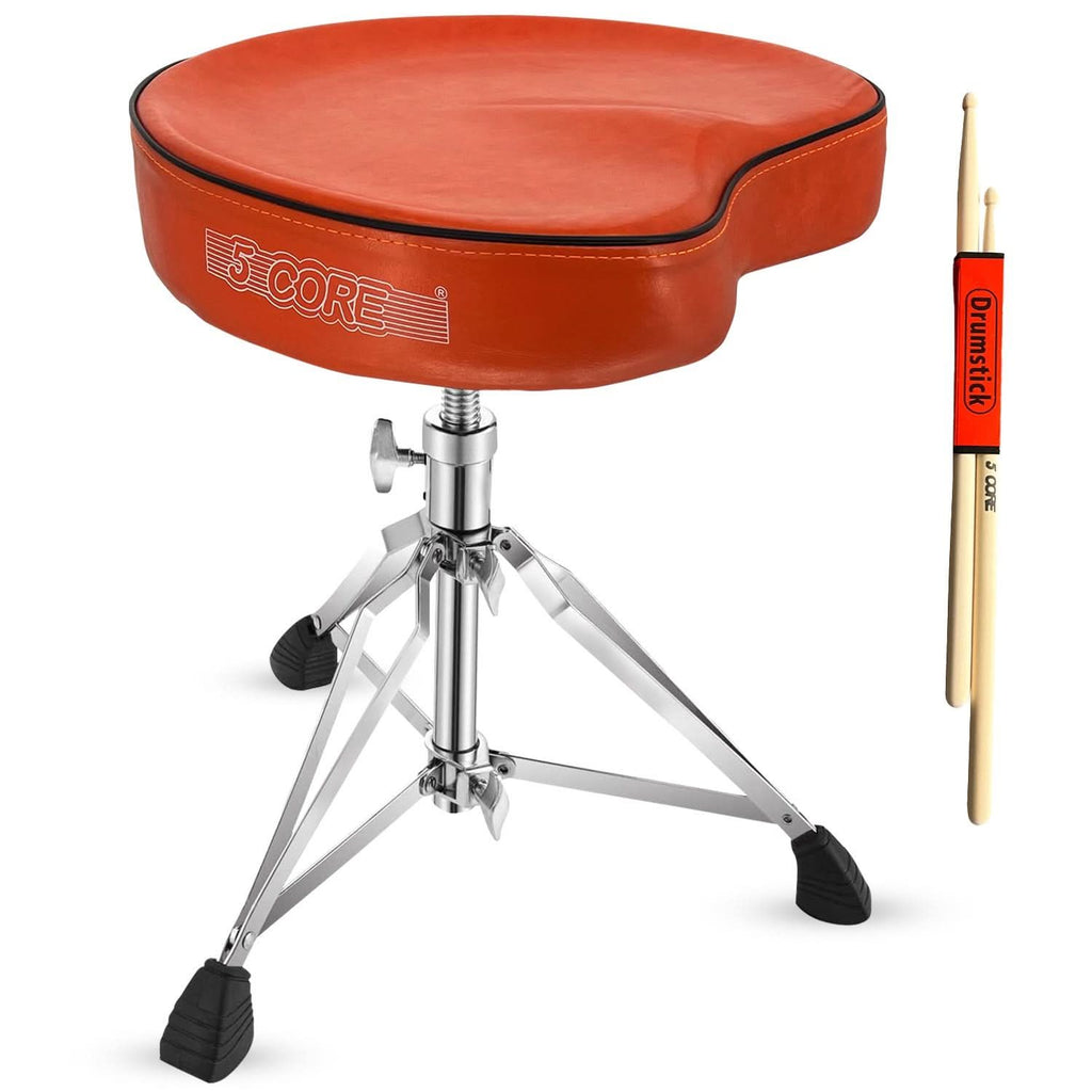 5 CORE Drum Throne Padded Guitar Stool Adjustable Heavy Duty Saddle Music Chair Seat Universal for Adults & Kids with Anti Slip Rubber Feet - DS CH BLK SDL HD