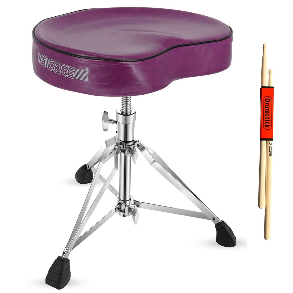 5 CORE Drum Throne Padded Guitar Stool Adjustable Heavy Duty Saddle Music Chair Seat Universal for Adults & Kids with Anti Slip Rubber Feet - DS CH BLK SDL HD