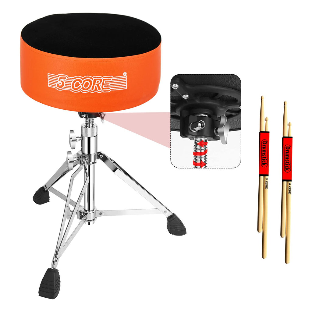 5 CORE Drum Throne Padded Guitar Stool Height Adjustable Heavy Duty Music Chair Seat Universal for Adults & Kids with Anti Slip Rubber Feet - DS CH BLK VEL HD