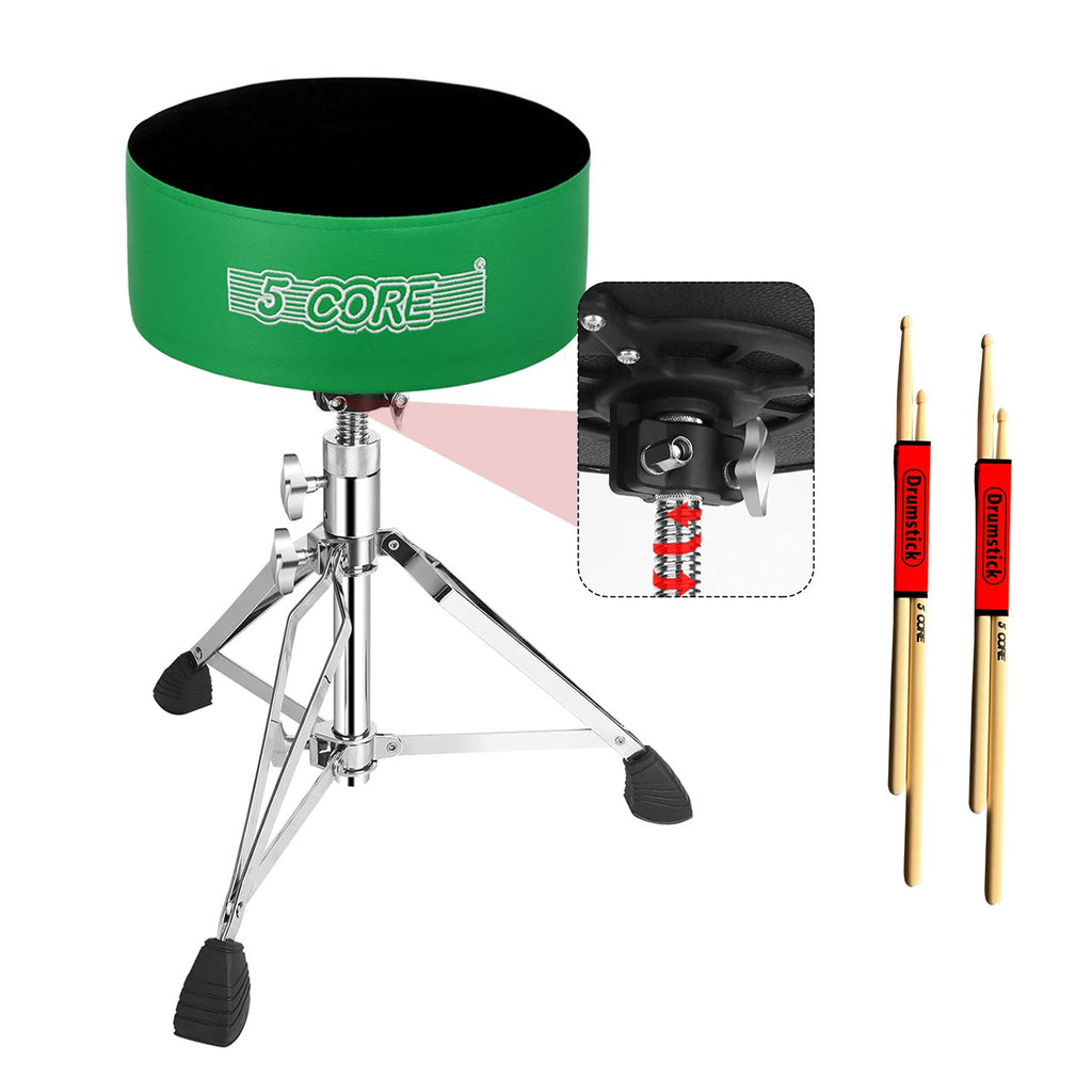 5 CORE Drum Throne Padded Guitar Stool Height Adjustable Heavy Duty Music Chair Seat Universal for Adults & Kids with Anti Slip Rubber Feet - DS CH BLK VEL HD