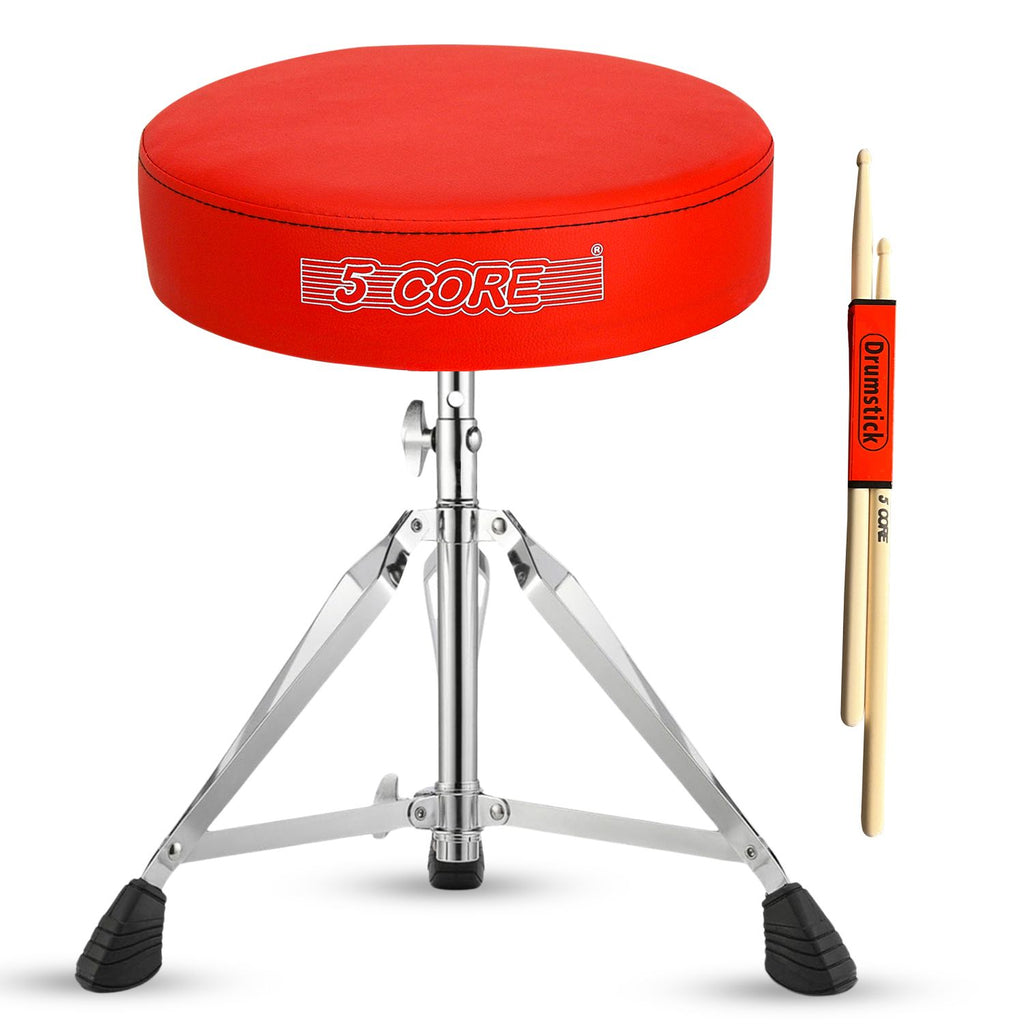 5 CORE Drum Throne Padded Guitar Stool Height Adjustable Music Chair Seat Universal for Adults & Kids with Anti Slip Rubber Feet