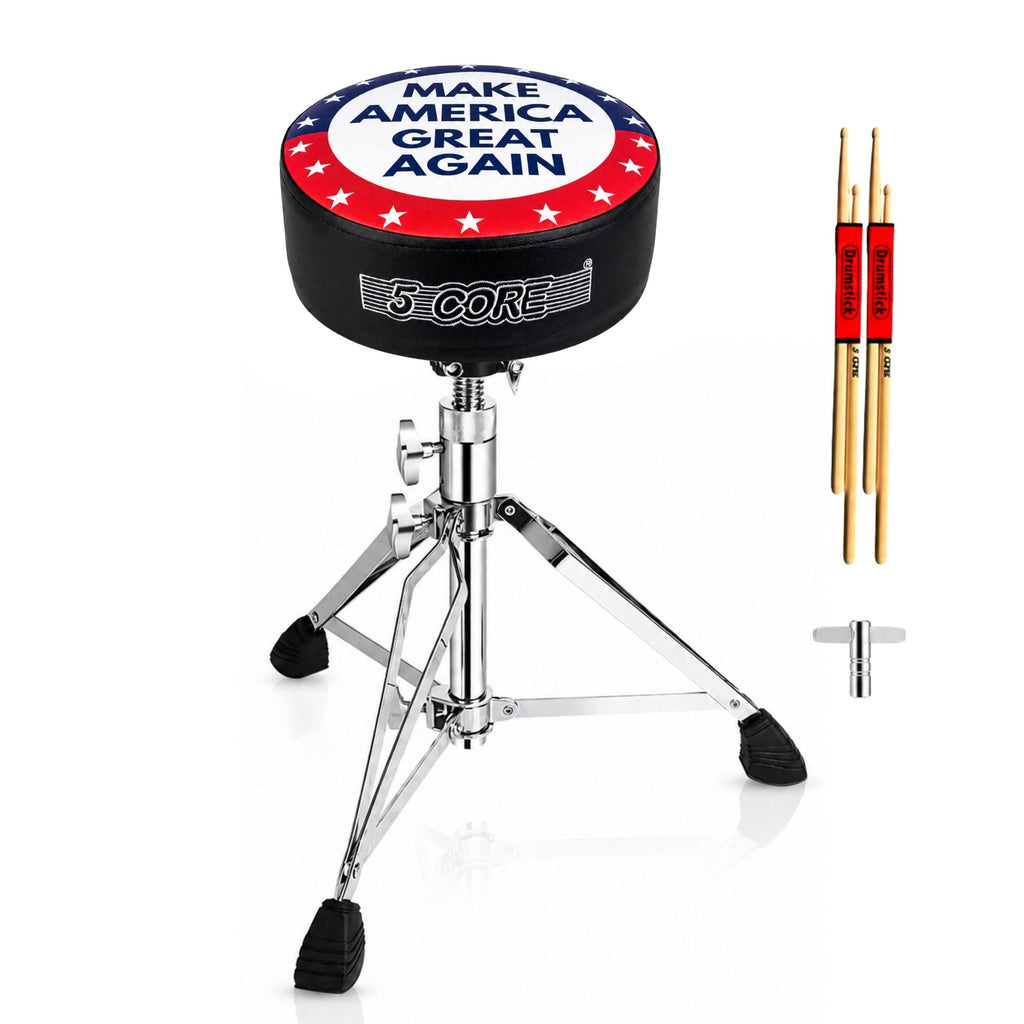 5 CORE Drum Throne Padded Guitar Stool Height Adjustable Music Chair Seat Universal for Adults & Kids with Anti Slip Rubber Feet