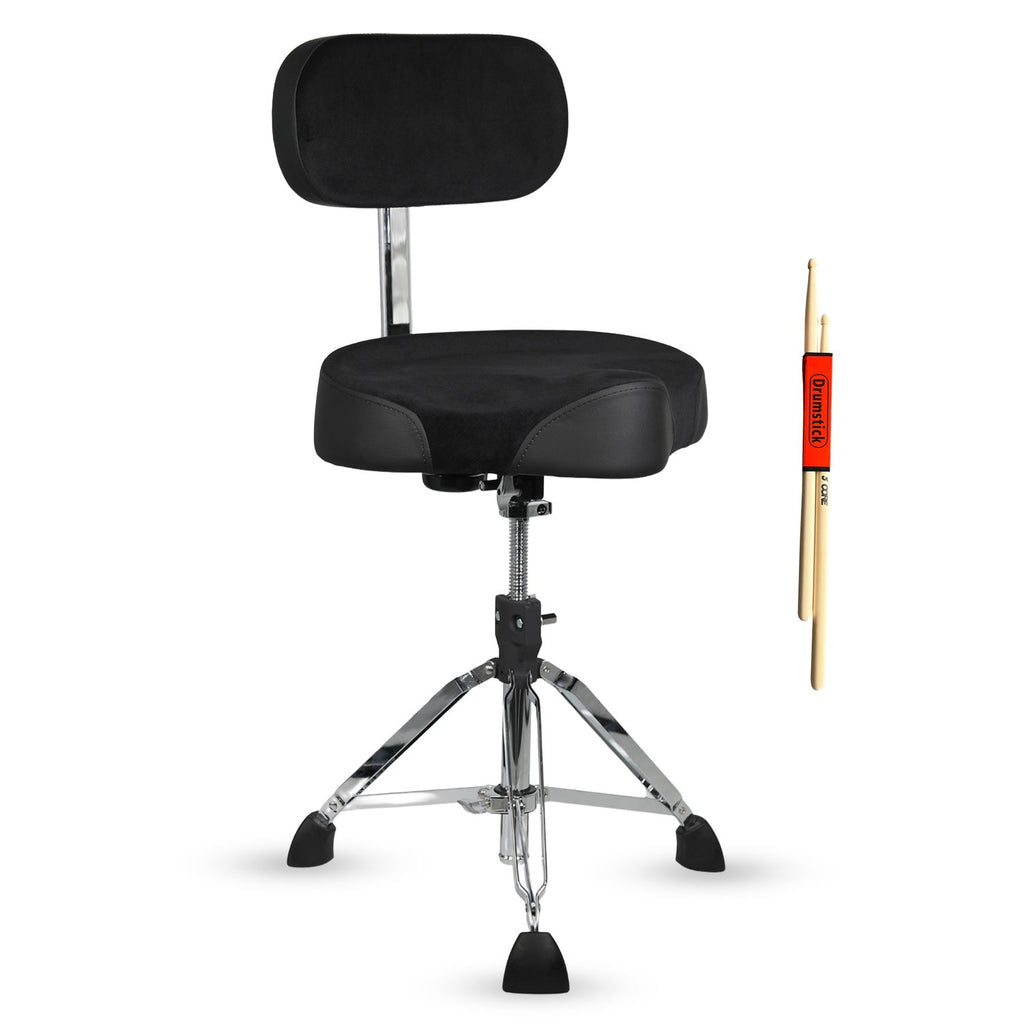 5 Core Drum Throne w Backrest 4" Padded Adjustable 26.5" Drummer Stool w Velvet Top 441Lb Capacity