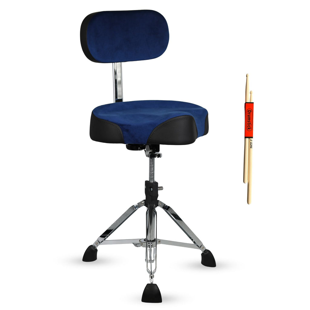 5 Core Drum Throne w Backrest 4" Padded Adjustable 26.5" Drummer Stool w Velvet Top 441Lb Capacity