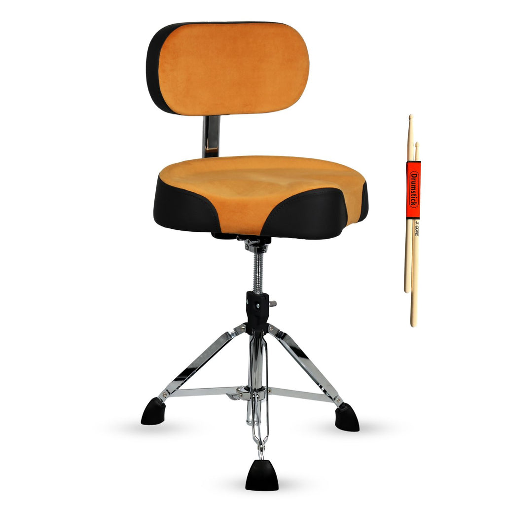 5 Core Drum Throne w Backrest 4" Padded Adjustable 26.5" Drummer Stool w Velvet Top 441Lb Capacity