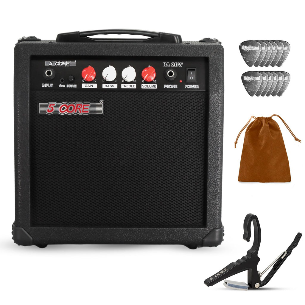 5 Core Guitar Amp Electric Portable Mini Amplifier w Built in Speaker Aux Headphone Jack
