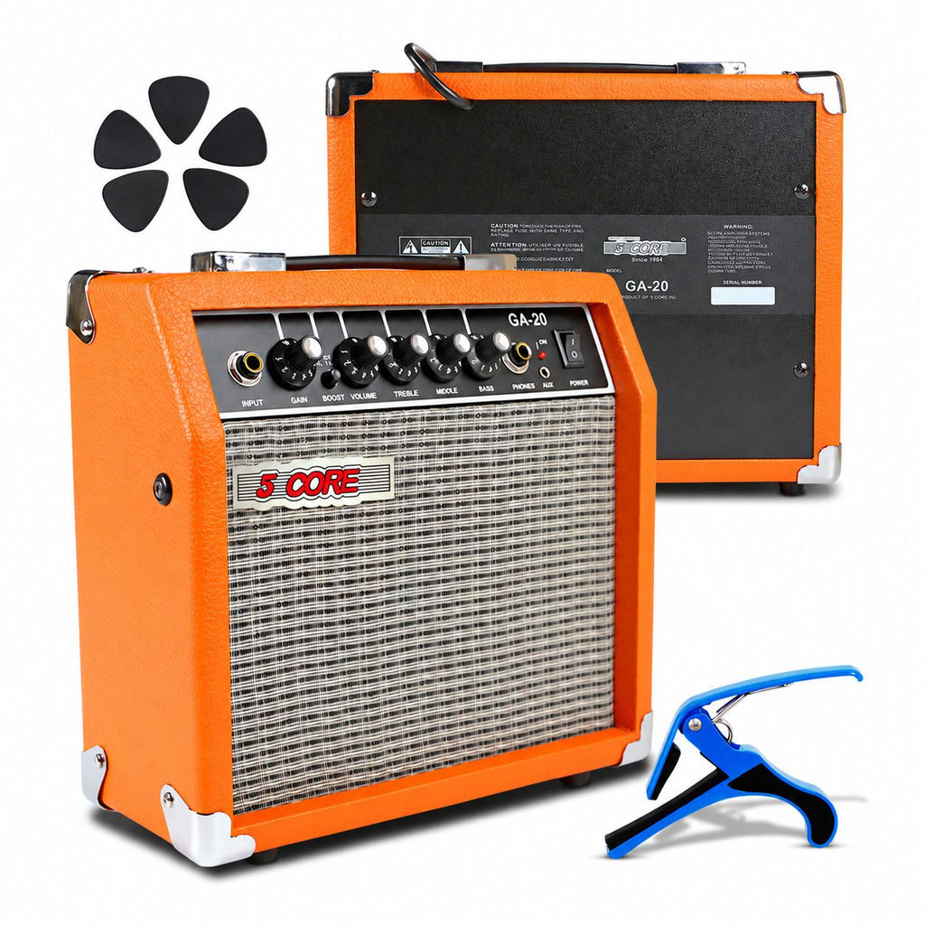 5 Core Guitar Amp Electric Portable Mini Amplifier w Built in Speaker Aux Headphone Jack