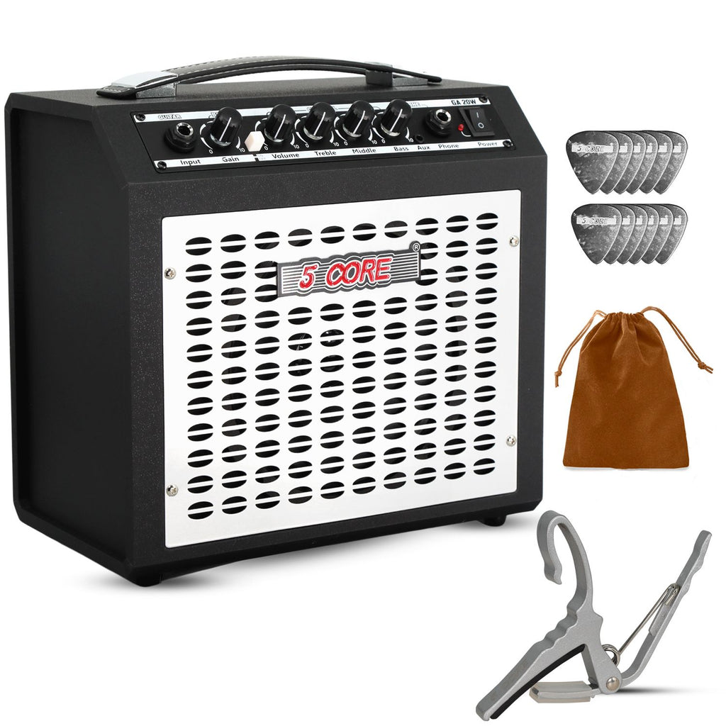 5 Core Guitar Amp Electric Portable Mini Amplifier w Built in Speaker Aux Headphone Jack