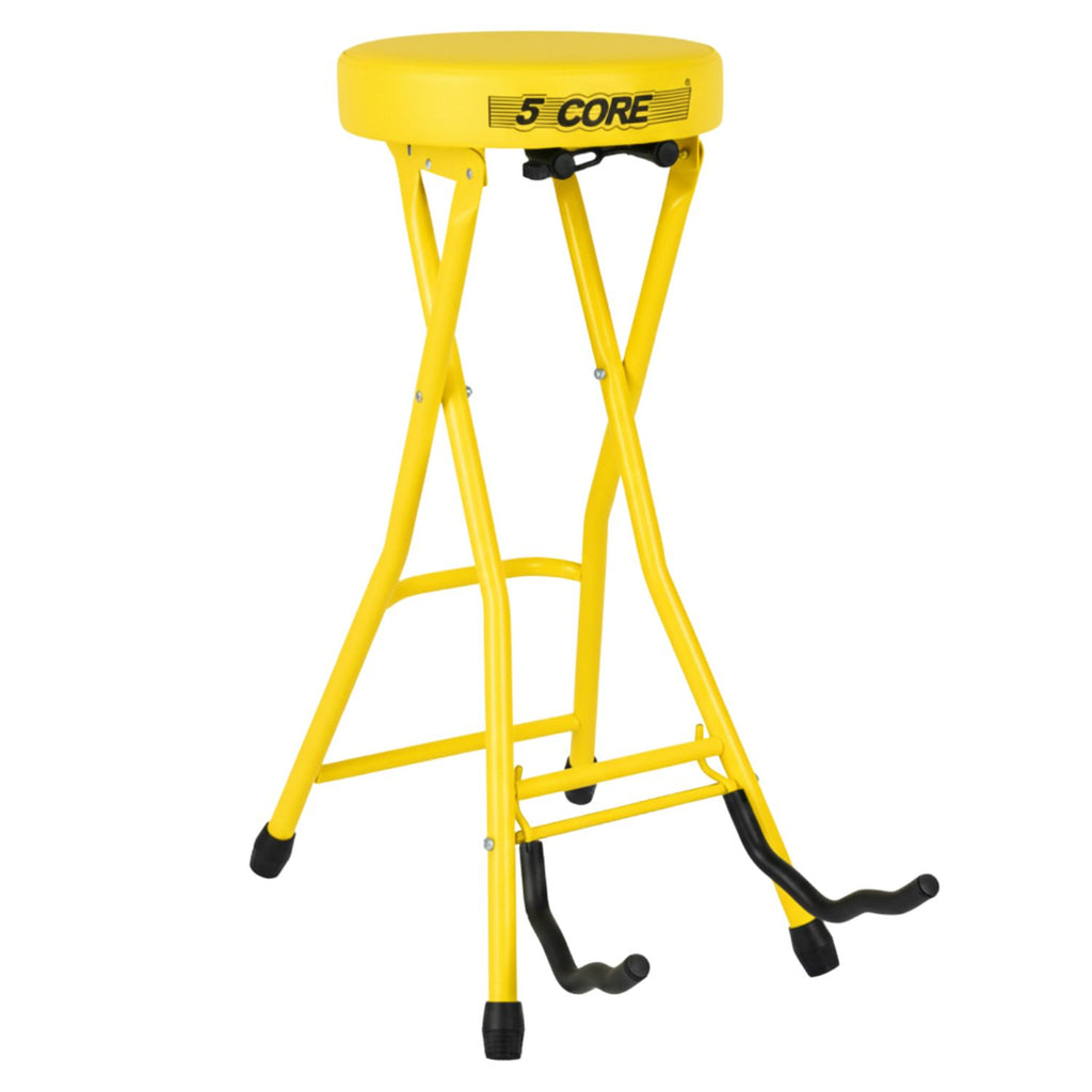 5 CORE Guitar Stool Seat Thick Cushioned Portable Durable Guitars Chair with Padded Holder Stand for Musicians - GSTOOL BLK