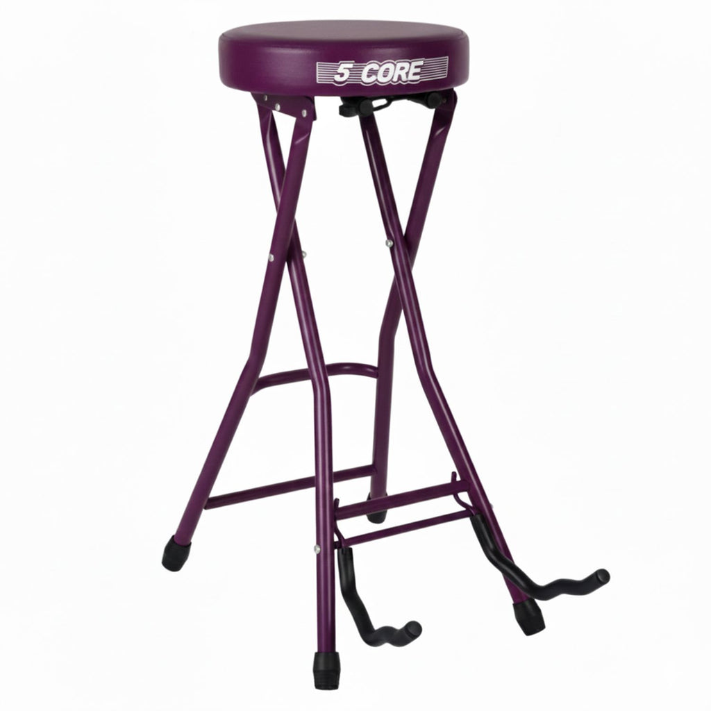 5 CORE Guitar Stool Seat Thick Cushioned Portable Durable Guitars Chair with Padded Holder Stand for Musicians - GSTOOL BLK