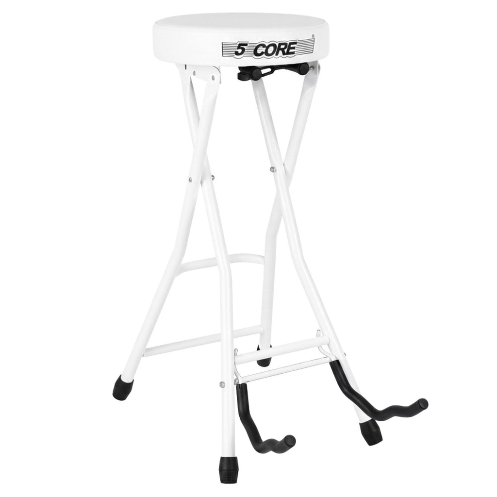 5 CORE Guitar Stool Seat Thick Cushioned Portable Durable Guitars Chair with Padded Holder Stand for Musicians - GSTOOL BLK