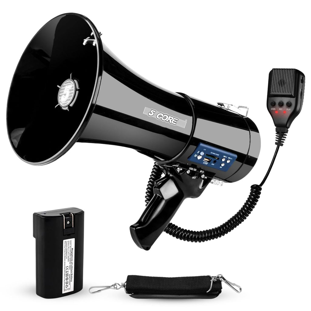 5 Core Megaphone Speaker 100/50W Loud Rechargeable/ Battery Power Bullhorn