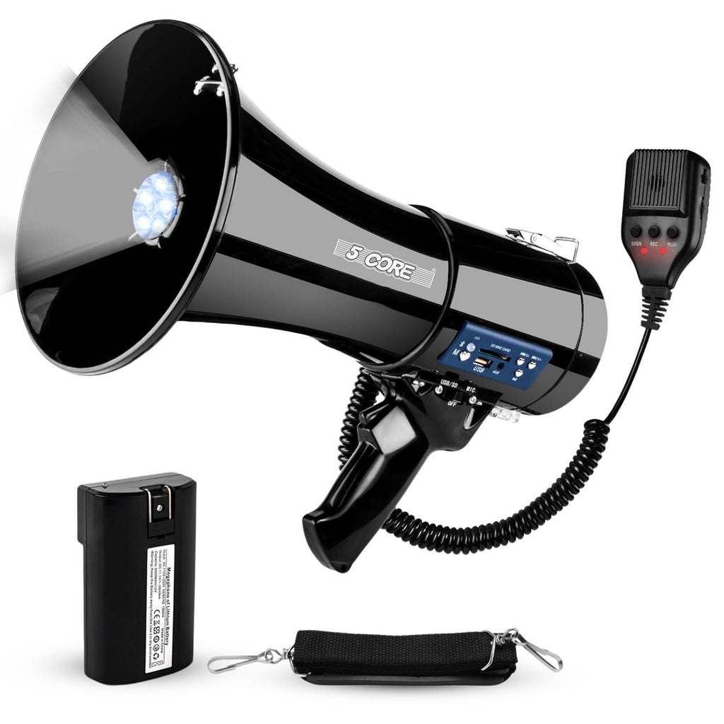 5 Core Megaphone Speaker 100/50W Loud Rechargeable/ Battery Power Bullhorn