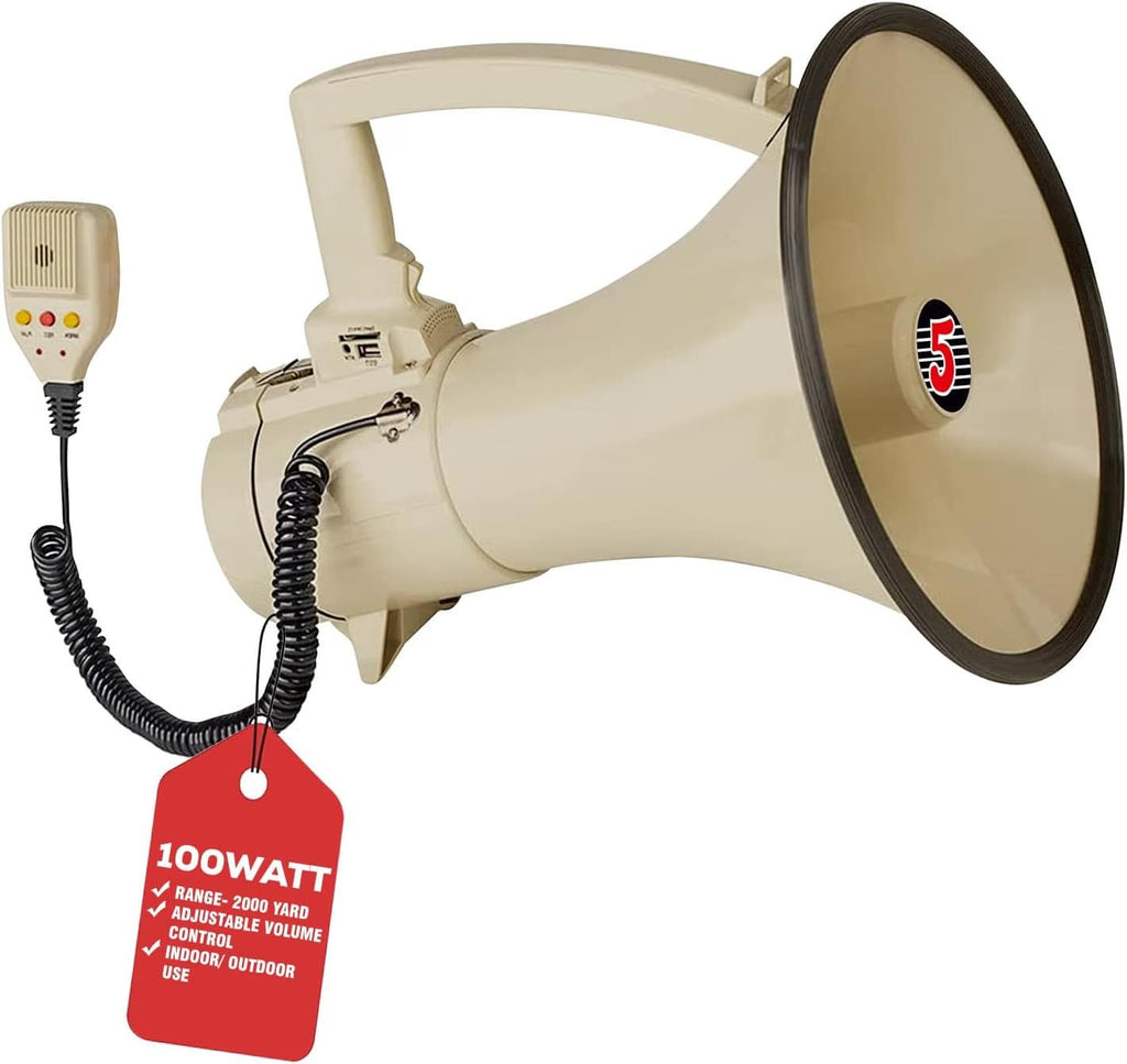 5 Core Megaphone Speaker 100/50W Loud Rechargeable/ Battery Power Bullhorn