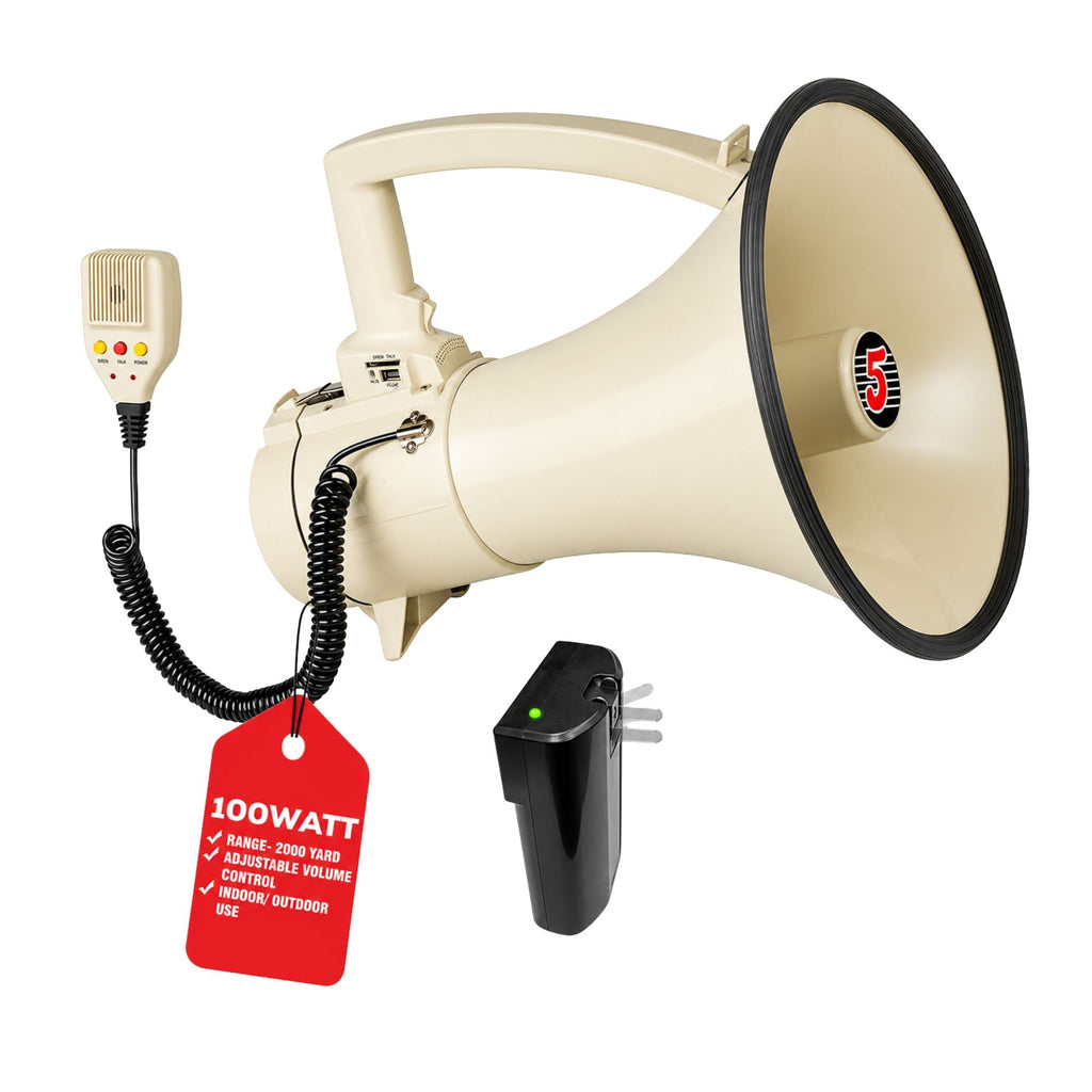 5 Core Megaphone Speaker 100/50W Loud Rechargeable/ Battery Power Bullhorn