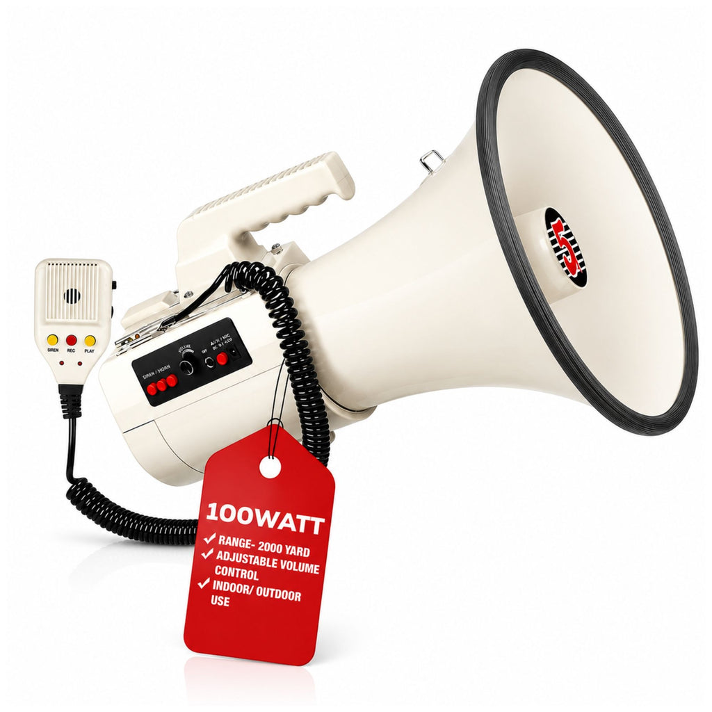 5 Core Megaphone Speaker 100/50W Loud Rechargeable/ Battery Power Bullhorn