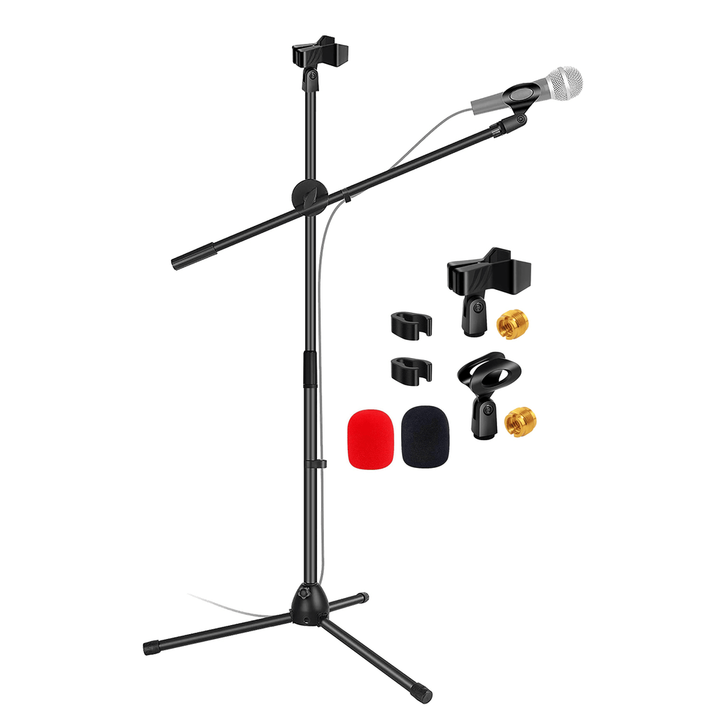5 Core Mic Stand Floor Height Adjustable Tripod Microphone Stands w Extending Telescoping Boom Arm - MS DBL G