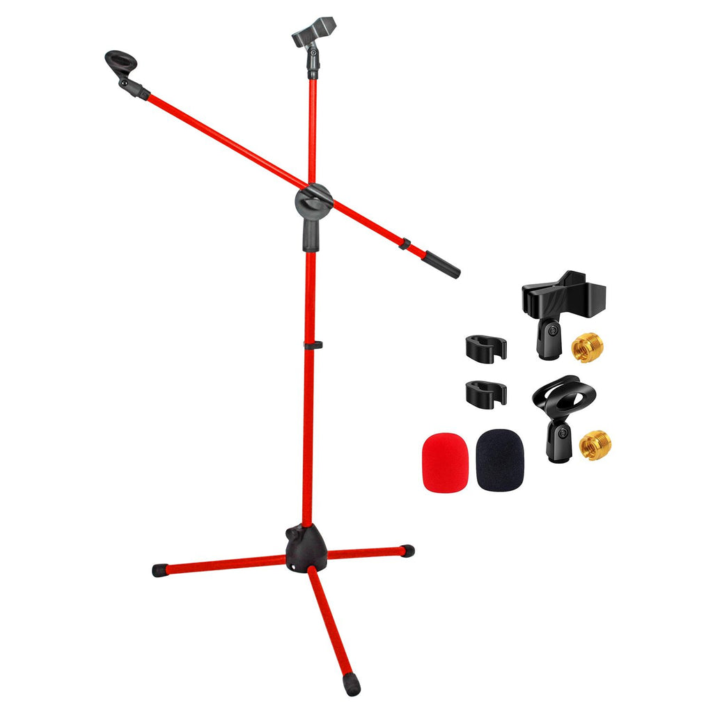 5 Core Mic Stand Floor Height Adjustable Tripod Microphone Stands w Extending Telescoping Boom Arm - MS DBL G