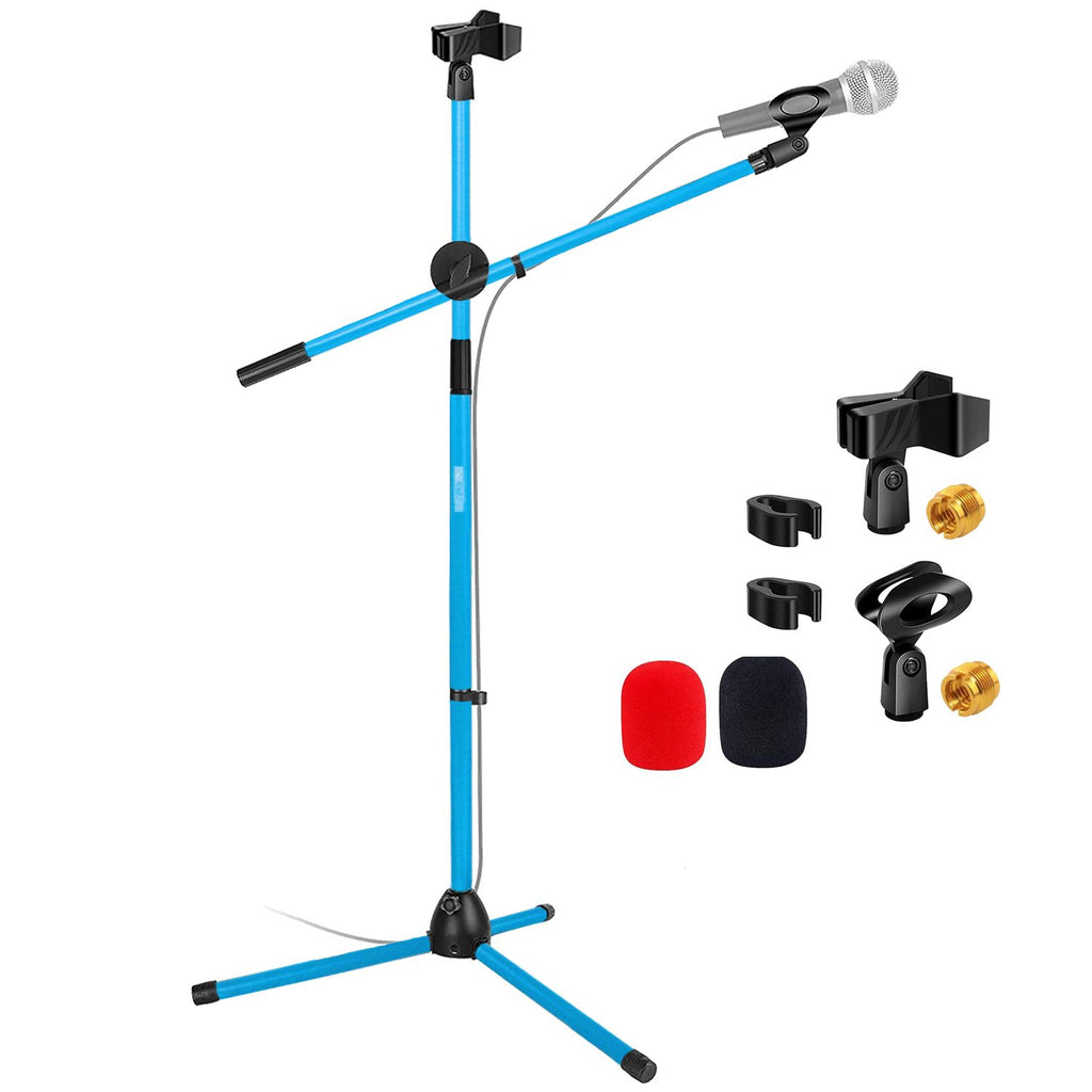 5 Core Mic Stand Floor Height Adjustable Tripod Microphone Stands w Extending Telescoping Boom Arm - MS DBL G