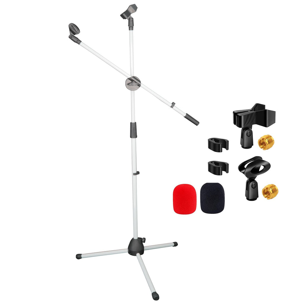5 Core Mic Stand Floor Height Adjustable Tripod Microphone Stands w Extending Telescoping Boom Arm - MS DBL G