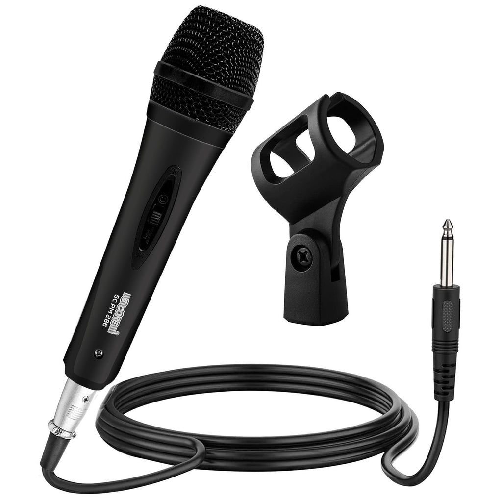 5 CORE Microphone Dynamic Vocal Handheld Mic Cardioid Unidirectional Microfono w On Off Switch + XLR Audio Cable for Singing Karaoke Public Speaking & Parties