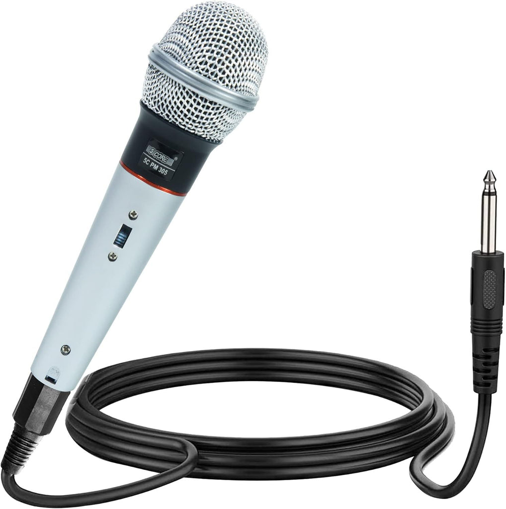 5 CORE Microphone Dynamic Vocal Handheld Mic Cardioid Unidirectional Microfono w On Off Switch + XLR Audio Cable for Singing Karaoke Public Speaking & Parties