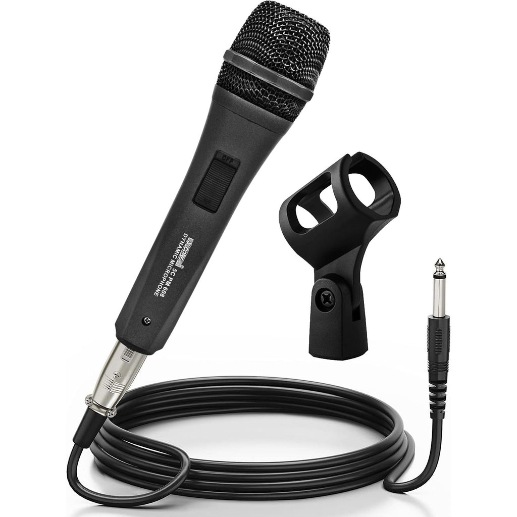 5 CORE Microphone Dynamic Vocal Handheld Mic Cardioid Unidirectional Microfono w On Off Switch + XLR Audio Cable for Singing Karaoke Public Speaking & Parties