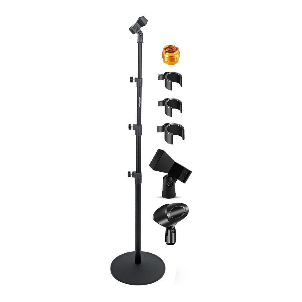 5 Core Microphone Stand Floor Height Adjustable Mic Holder Round Base