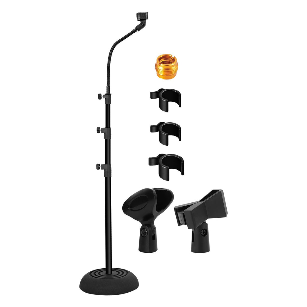 5 Core Microphone Stand Floor Standard/ Goose Neck Mic Holder Adjustable