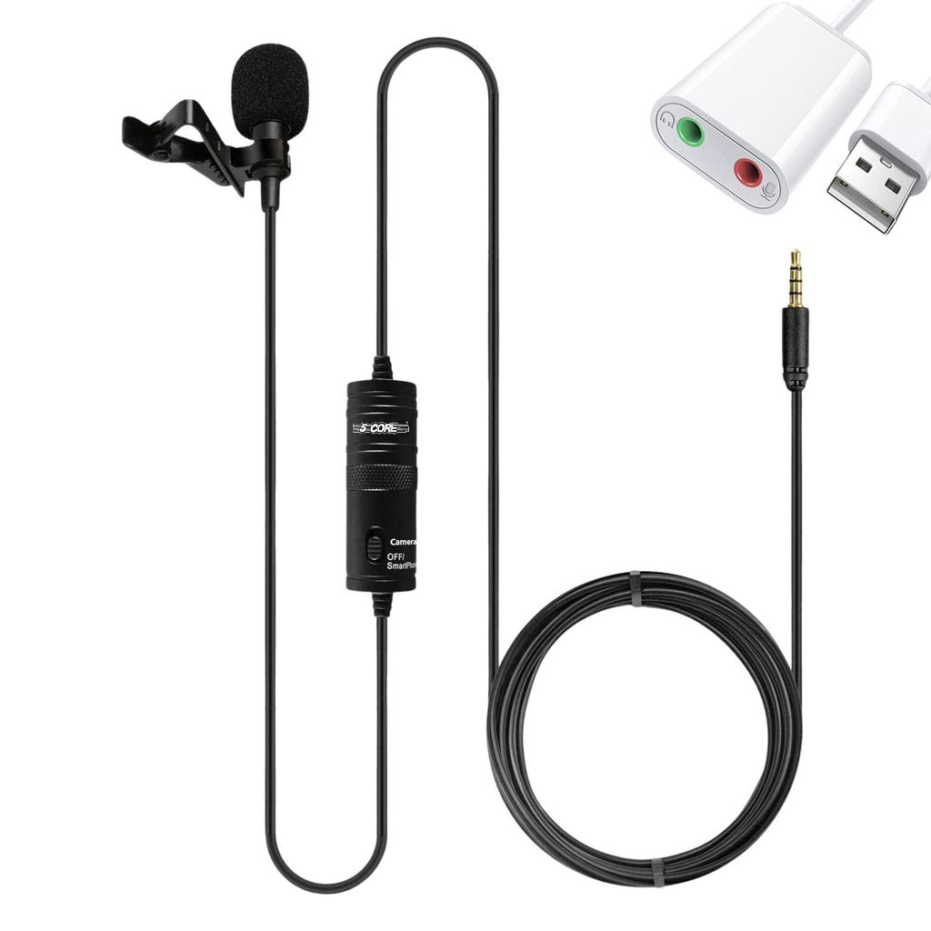 5 Core Microphone Wearable Omnidirectional Condenser Lavalier Body Mic