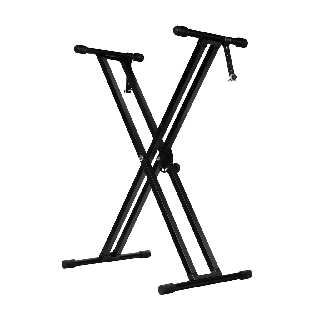 5 CORE Piano Keyboard Stand Double X Style Heavy Duty Adjustable Digital Electric Piano Riser Durable & Sturdy Music Synthesizer Holder Stands For 61 76 88 Keys w Secure Locking Strap