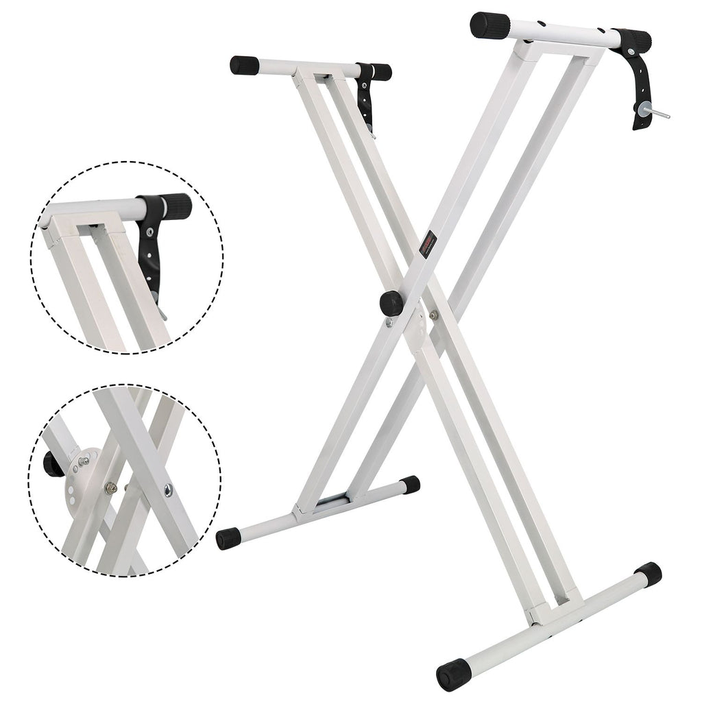 5 CORE Piano Keyboard Stand Double X Style Heavy Duty Adjustable Digital Electric Piano Riser Durable & Sturdy Music Synthesizer Holder Stands For 61 76 88 Keys w Secure Locking Strap
