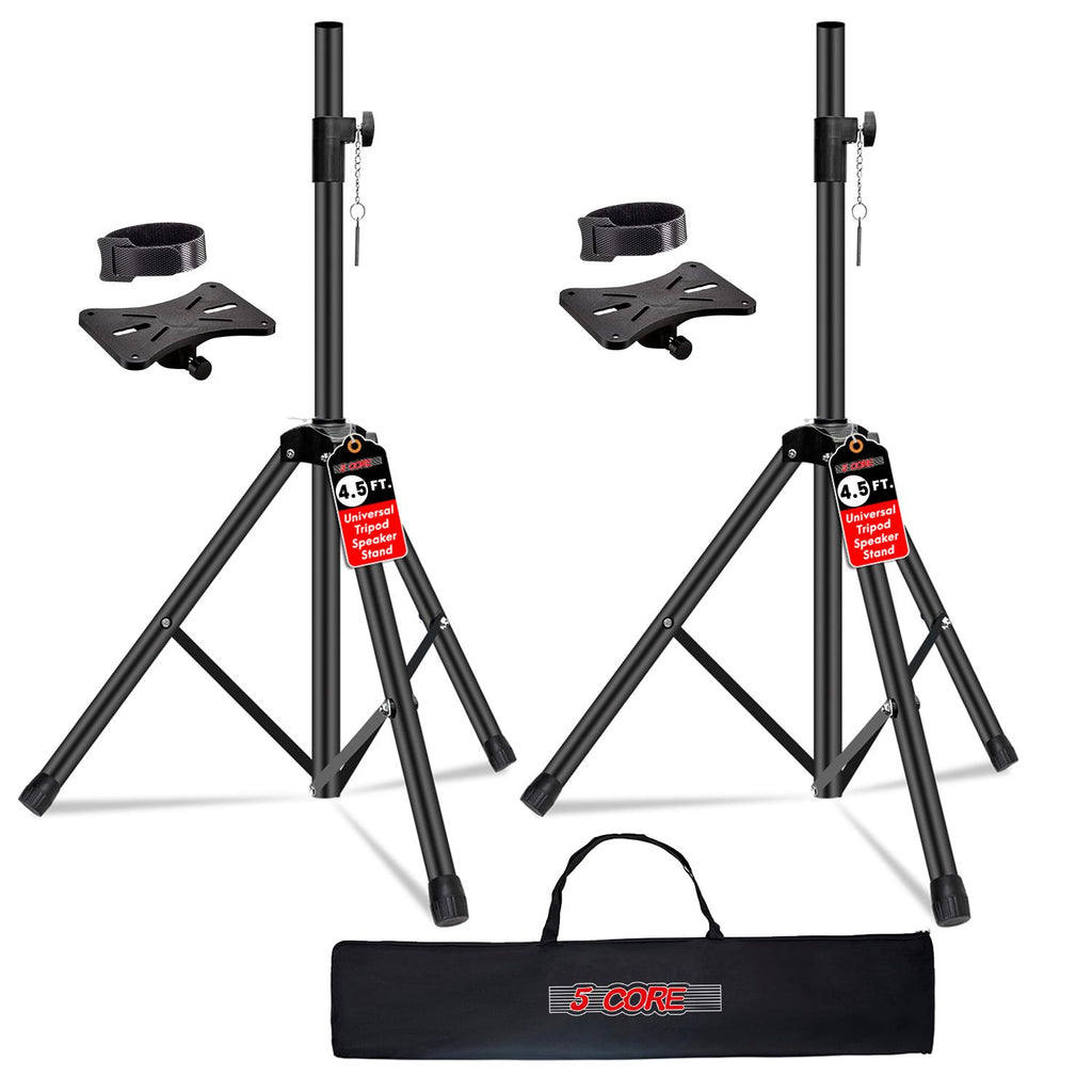 5 Core Speaker Stand Pair Adjustable 31 to 54" PA DJ Tripod Stands Heavy Duty w 35mm Insert 132 Lbs