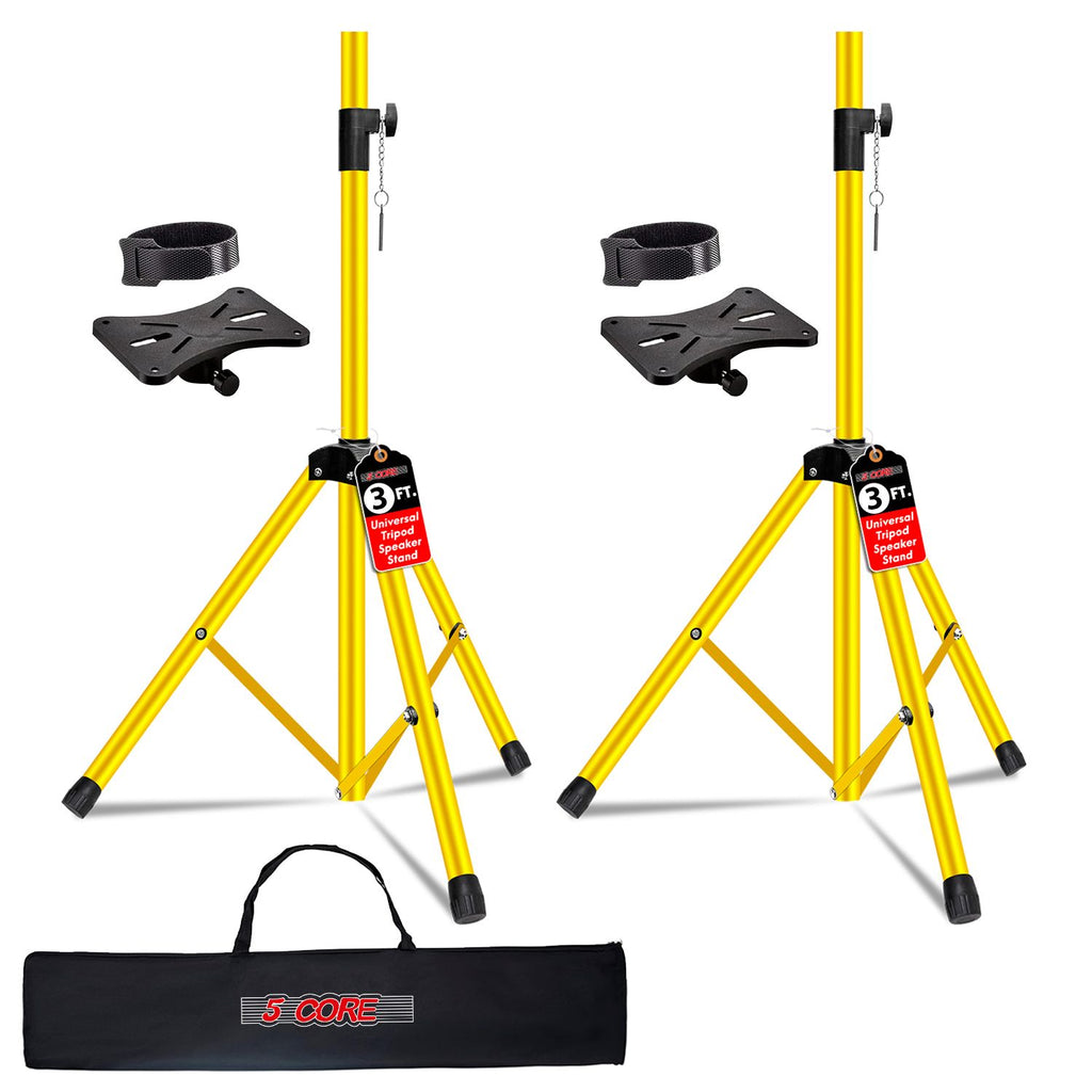 5 Core Speaker Stand Pair Height Adjustable 3Ft PA DJ Tripod Studio Monitor Stands Heavy Duty w 35mm Compatible Insert w Bag