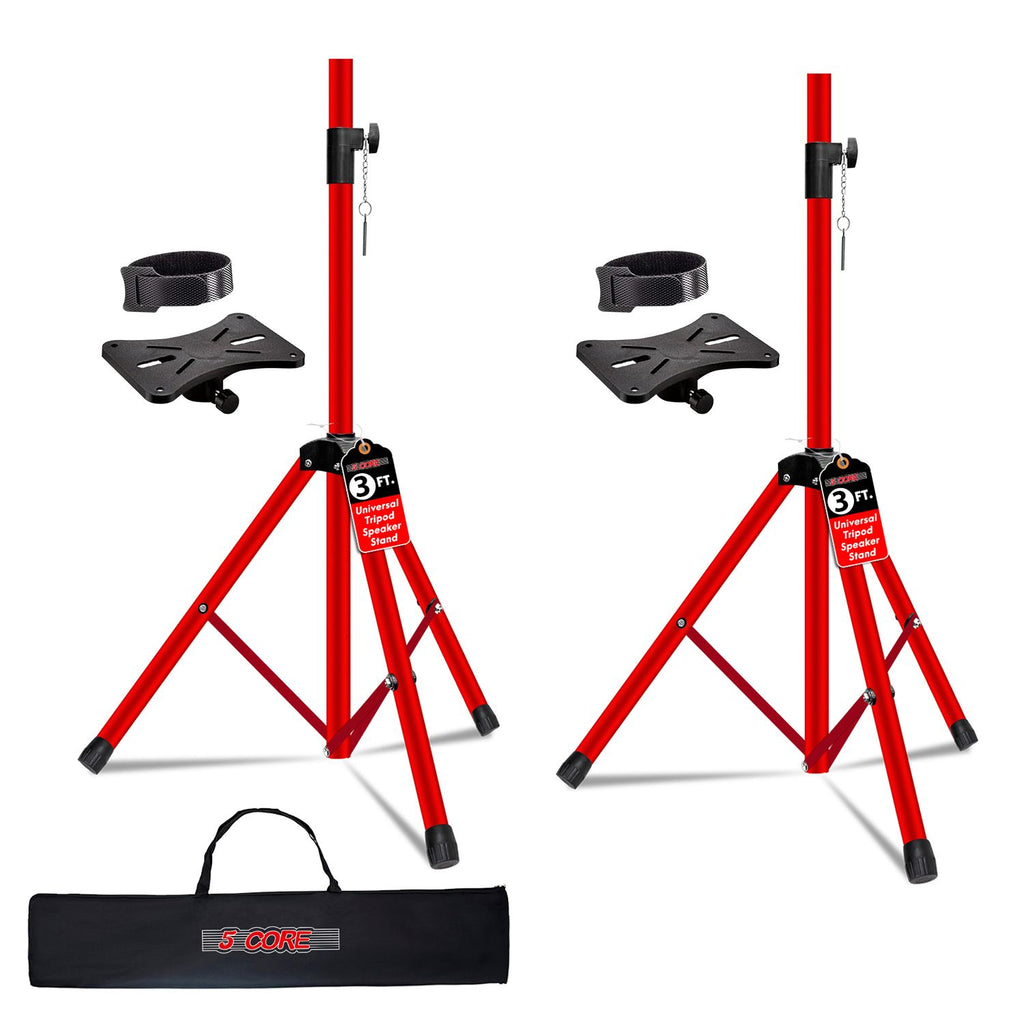5 Core Speaker Stand Pair Height Adjustable 3Ft PA DJ Tripod Studio Monitor Stands Heavy Duty w 35mm Compatible Insert w Bag