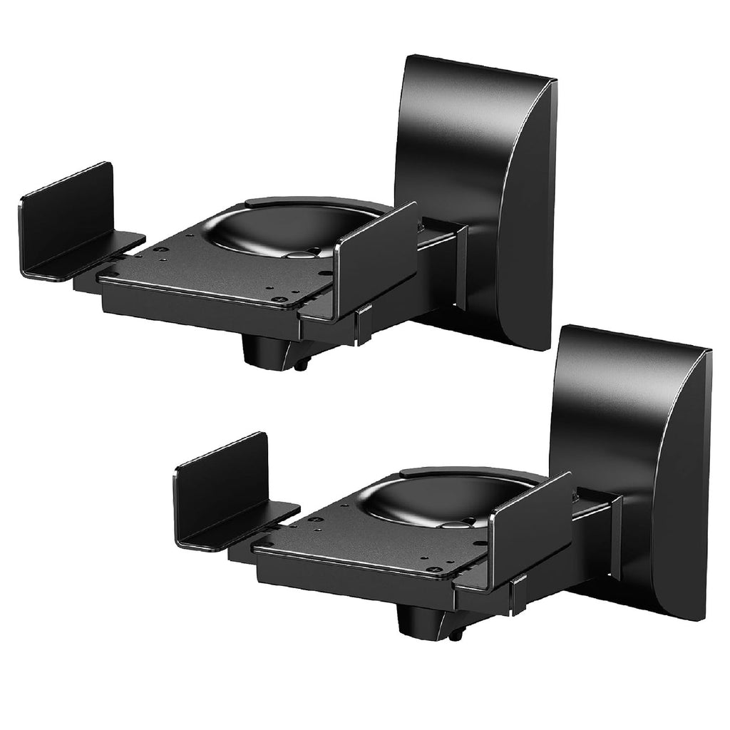 5 CORE Speaker Wall Ceiling Mount Stand 2Pcs Black Sturdy Speaker Mounting Bracket w Adjustable Swivel Tilt Retractable Telescopic Arm for Surround Sound Satellite Speakers