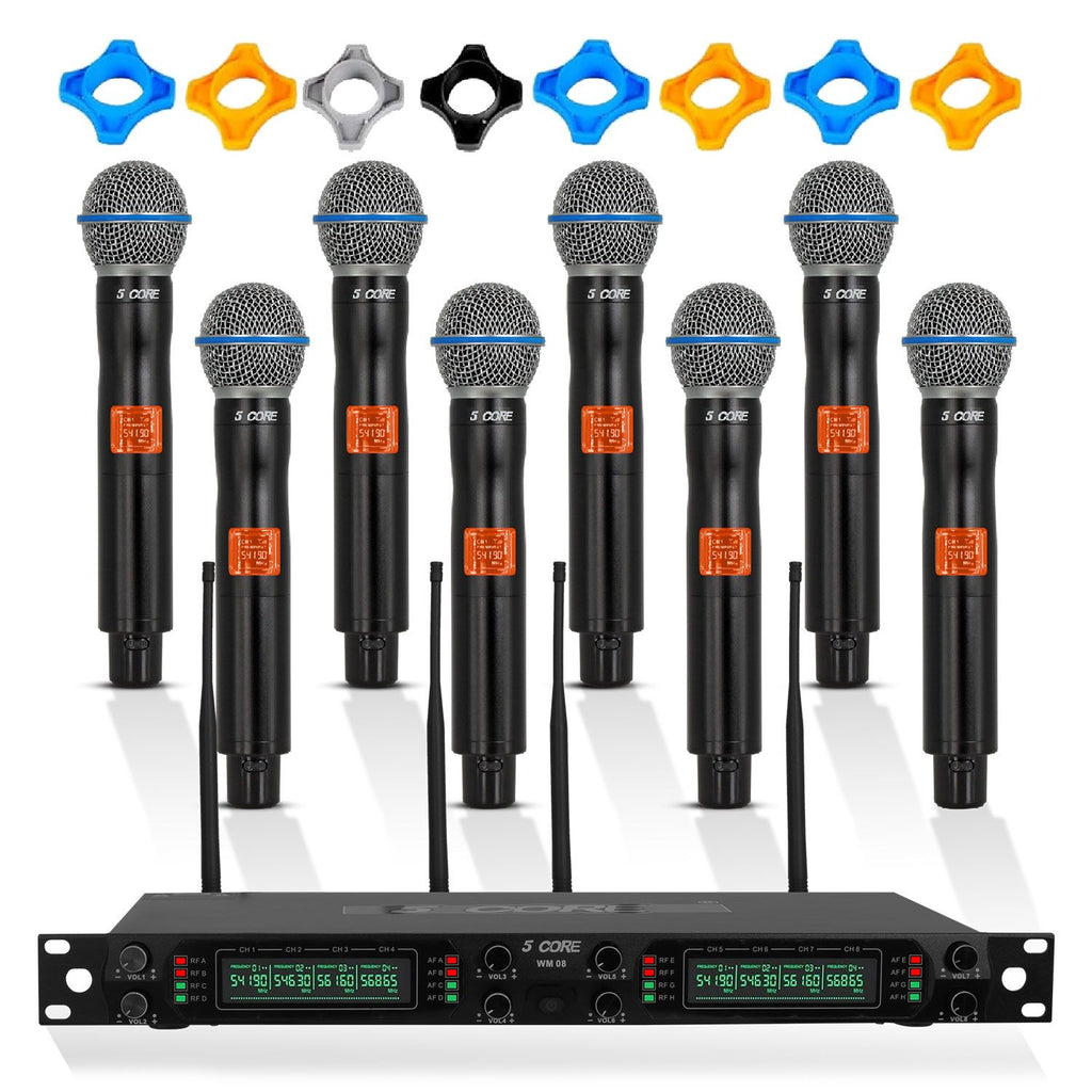 5 Core Wireless Microphones 4/6/8 Channel Dynamic Karaoke Professional UHF Singing Mic System Handheld Cordless Microfonos Inalambricos for Singer DJ Church