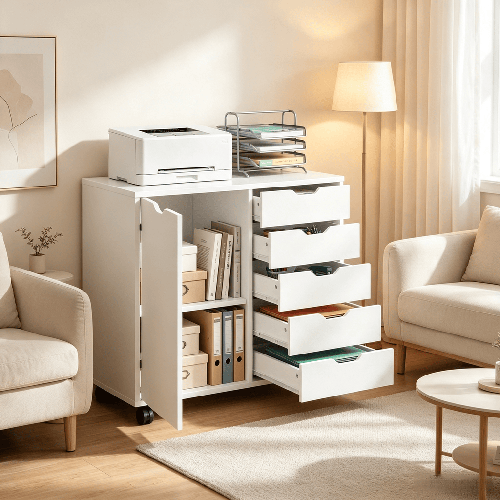 5 Drawer Storage Cabinet on Wheels with Adjustable Shelf  on Wheels for Home And Office Organization
