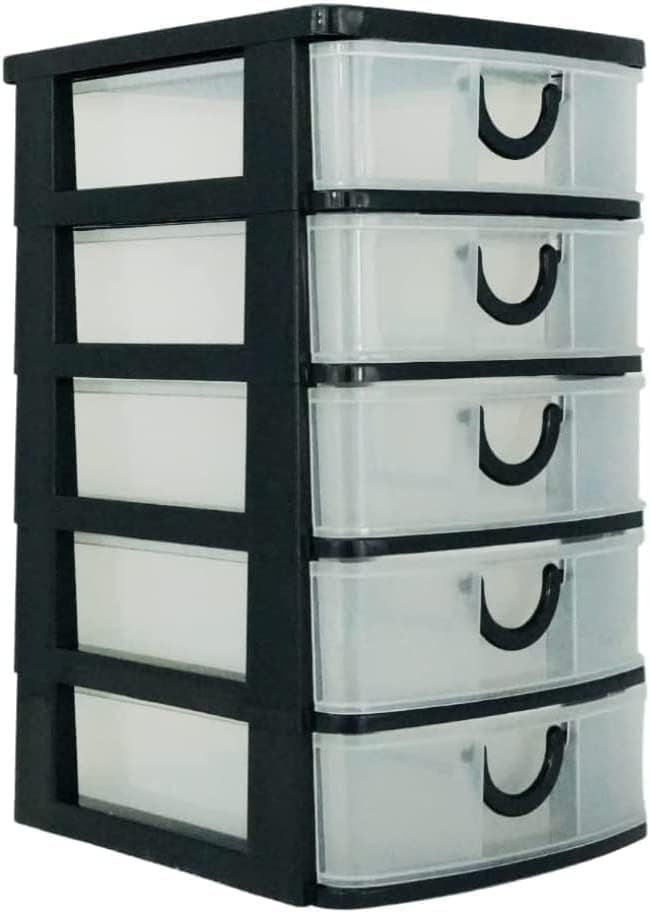 5 Drawer Storage Drawers and Personal Organizer, Heavy-Duty Plastic Containers for Storing Arts, Crafts, Sewing Accessories, Stationary, and T-Shirt Vinyl