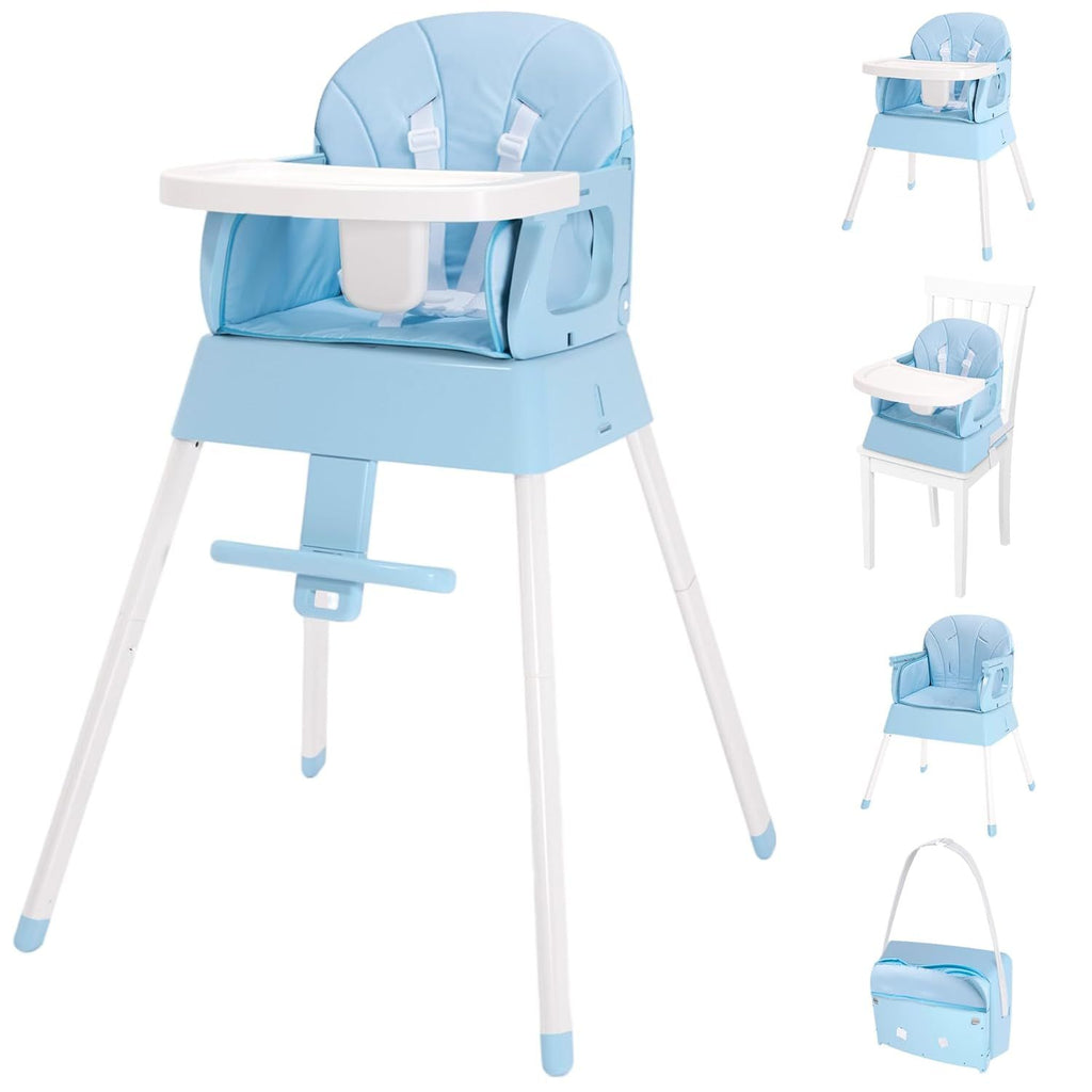 5 in 1 Foldable Baby High Chair,Convertible Highchair for Babies and Toddlers-Portable Infant Booster Seat,Carry Small Box,Dining Chair,Toddler High Chair with 5-Point Harness